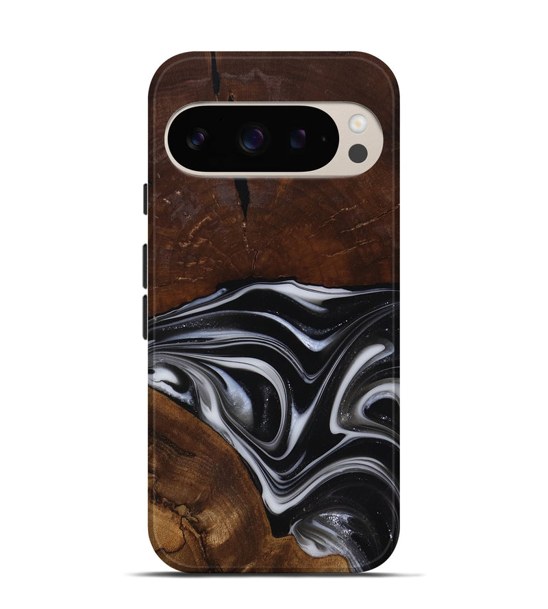 Pixel 9 Pro Wood Live Edge Phone Case - Mose (Black & White, 817483)