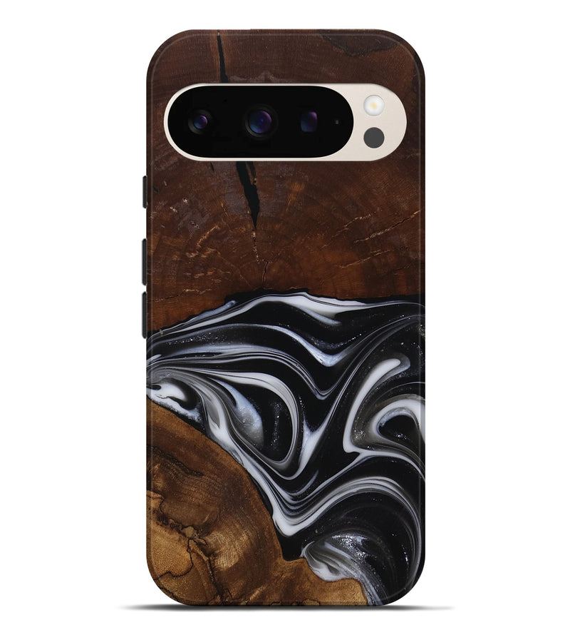 Pixel 9 Pro XL Wood Live Edge Phone Case - Mose (Black & White, 817483)