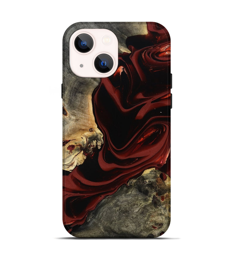 iPhone 14 Wood Live Edge Phone Case - Coy (Red, 817485)