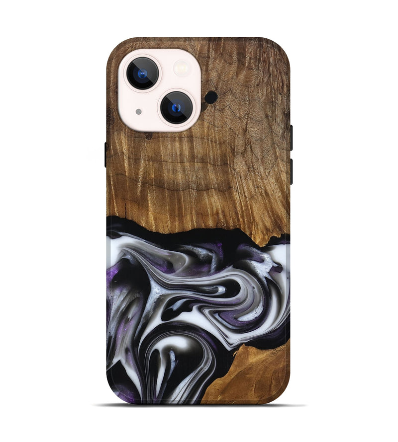 iPhone 14 Wood Live Edge Phone Case - Kartier (Black & White, 817486)