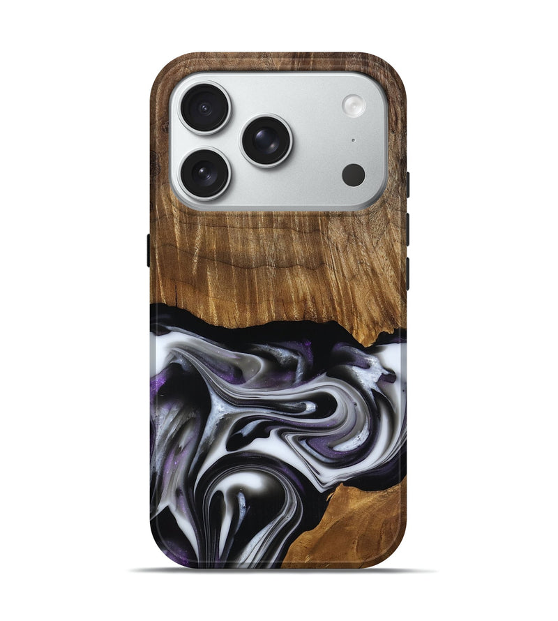 iPhone 18 Pro Wood Live Edge Phone Case - Kartier (Black & White, 817486)