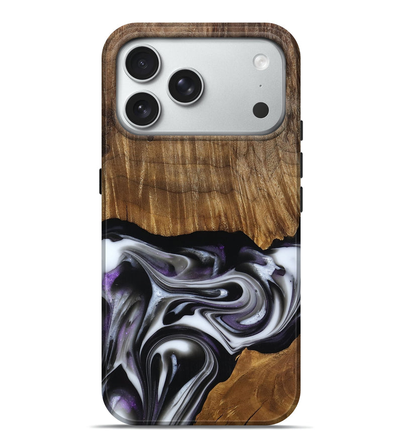 iPhone 18 Pro Max Wood Live Edge Phone Case - Kartier (Black & White, 817486)