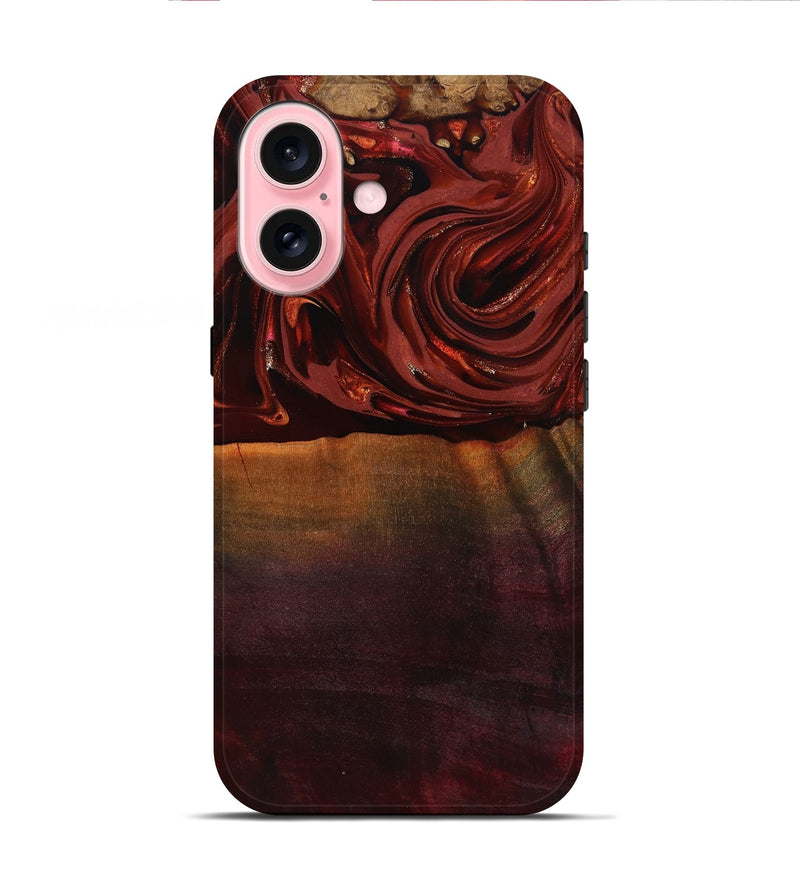 iPhone 16 Wood Live Edge Phone Case - Lessie (Red, 817491)