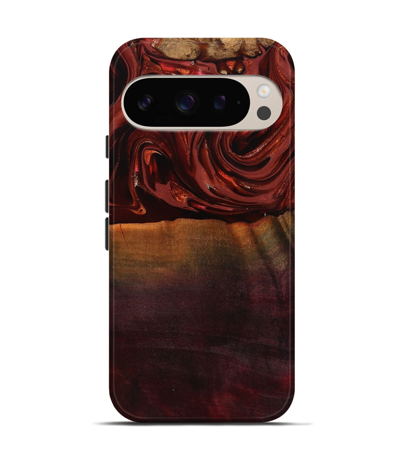 Pixel 9 Pro Wood Live Edge Phone Case - Lessie (Red, 817491)