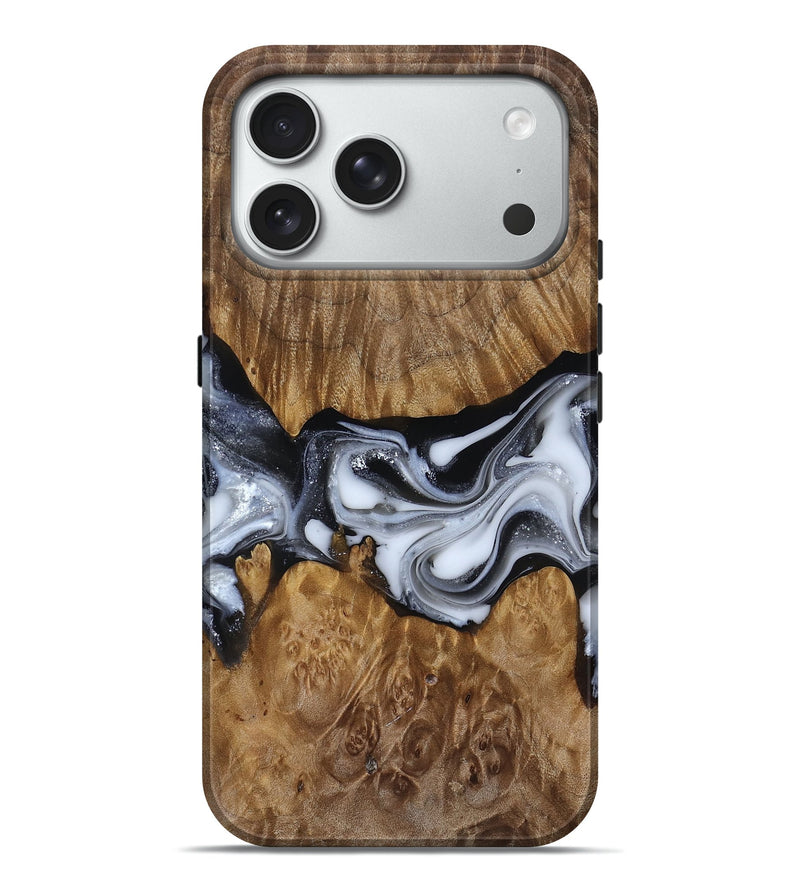 iPhone 18 Pro Max Wood Live Edge Phone Case - Nash (Black & White, 817493)