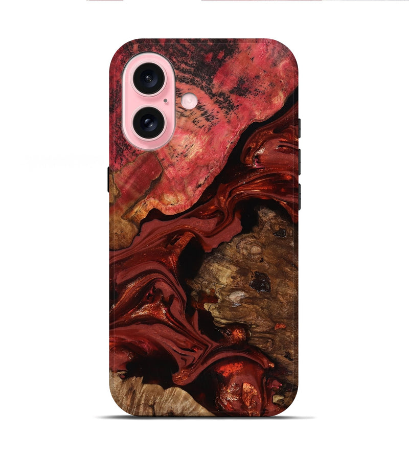 iPhone 16 Wood Live Edge Phone Case - Elnora (Red, 817496)