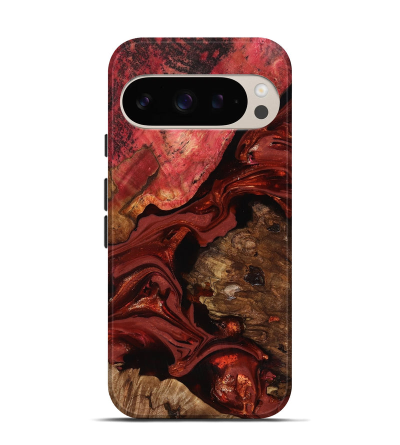 Pixel 9 Pro Wood Live Edge Phone Case - Elnora (Red, 817496)