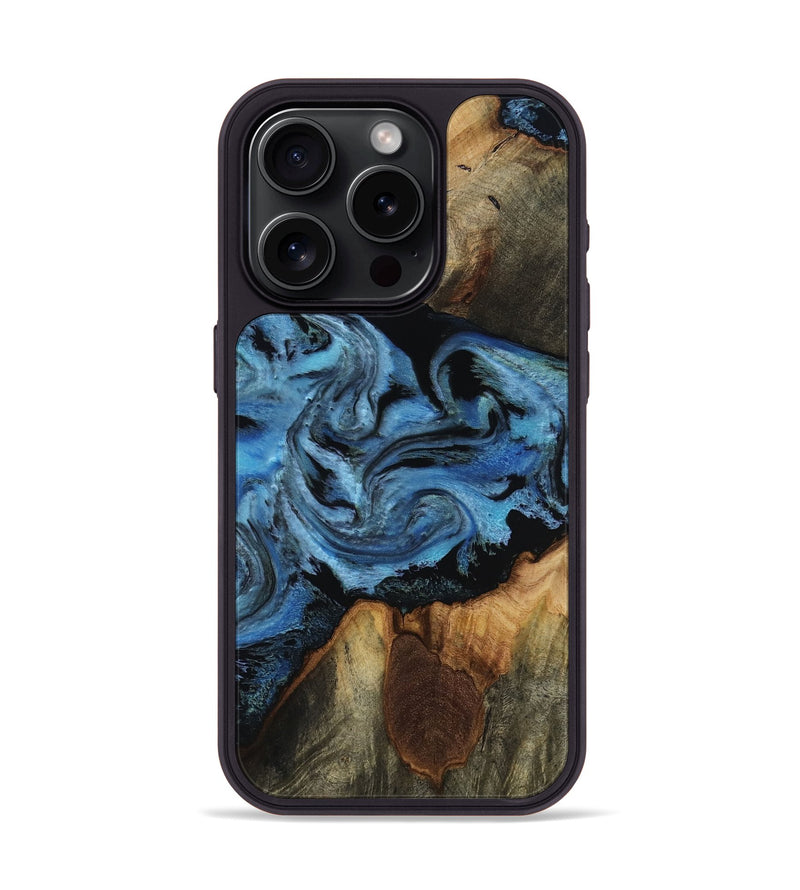 iPhone 15 Pro Wood Phone Case - Kadeem (Blue, 817508)