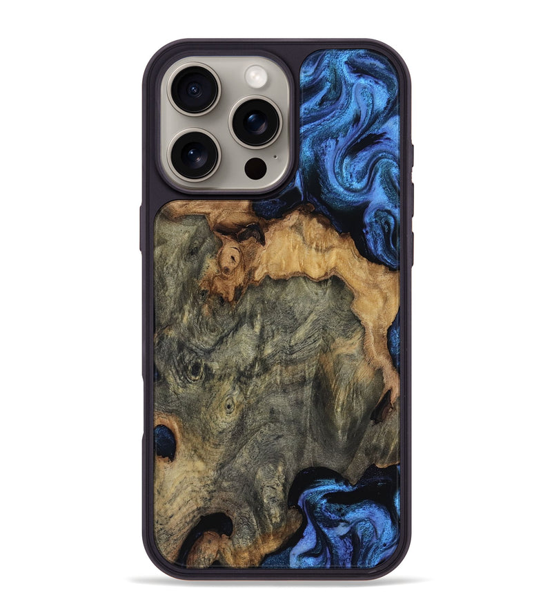 iPhone 16 Pro Max Wood Phone Case - Saige (Blue, 817511)