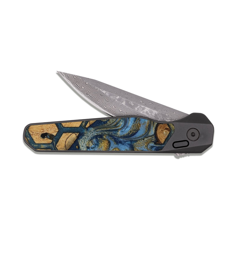 EDC Dark Damascus Wood Pocket Knife - Haywood (Pattern, 817528)