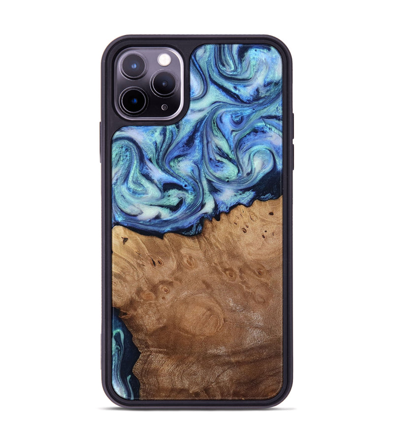 iPhone 11 Pro Max Wood Phone Case - Carlene (Blue, 817538)