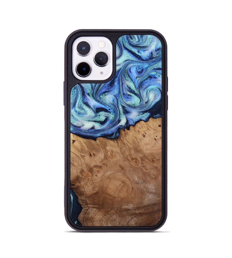 iPhone 11 Pro Wood Phone Case - Carlene (Blue, 817538)