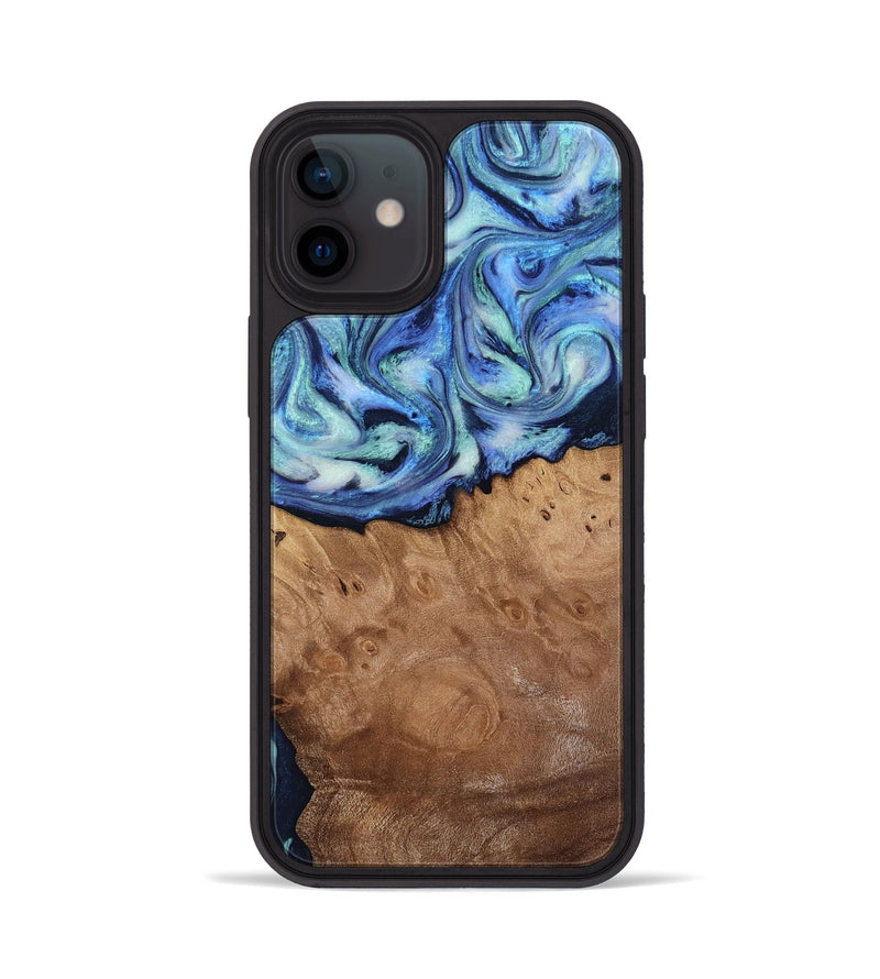 iPhone 12 Wood Phone Case - Carlene (Blue, 817538)
