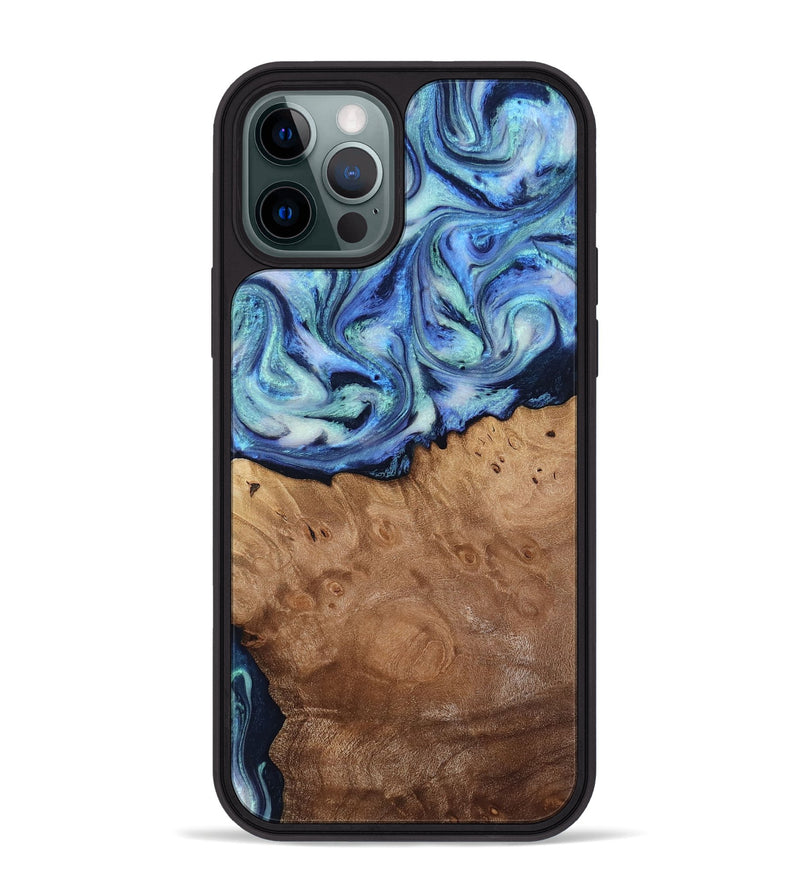 iPhone 12 Pro Max Wood Phone Case - Carlene (Blue, 817538)