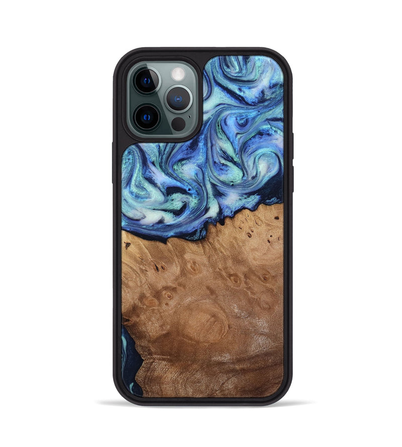 iPhone 12 Pro Wood Phone Case - Carlene (Blue, 817538)
