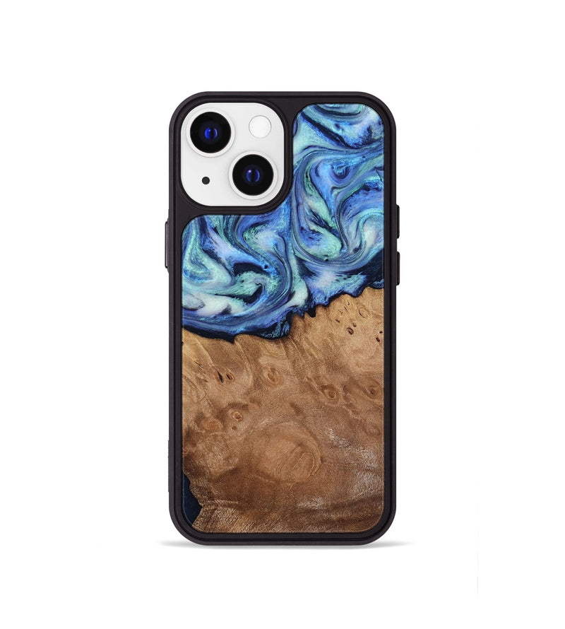 iPhone 13 mini Wood Phone Case - Carlene (Blue, 817538)