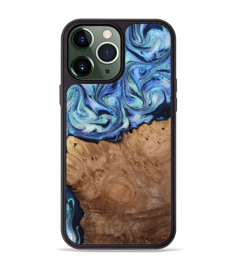 iPhone 13 Pro Max Wood Phone Case - Carlene (Blue, 817538)