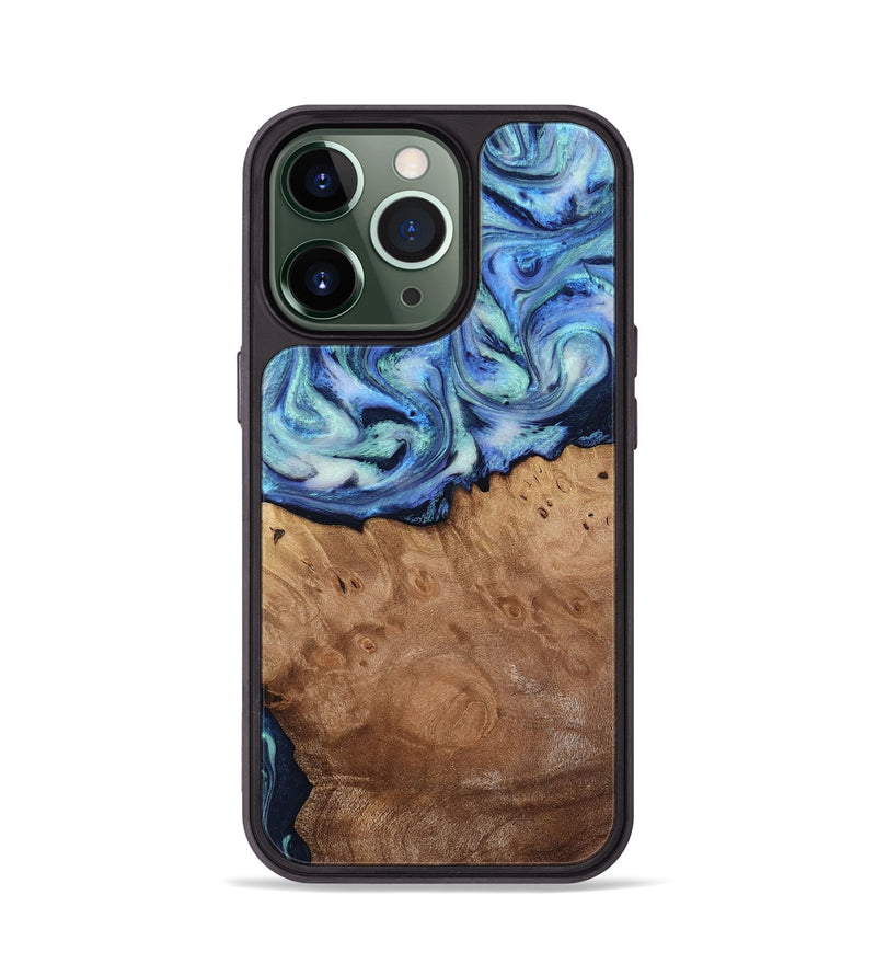 iPhone 13 Pro Wood Phone Case - Carlene (Blue, 817538)