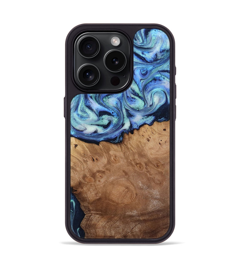 iPhone 15 Pro Wood Phone Case - Carlene (Blue, 817538)