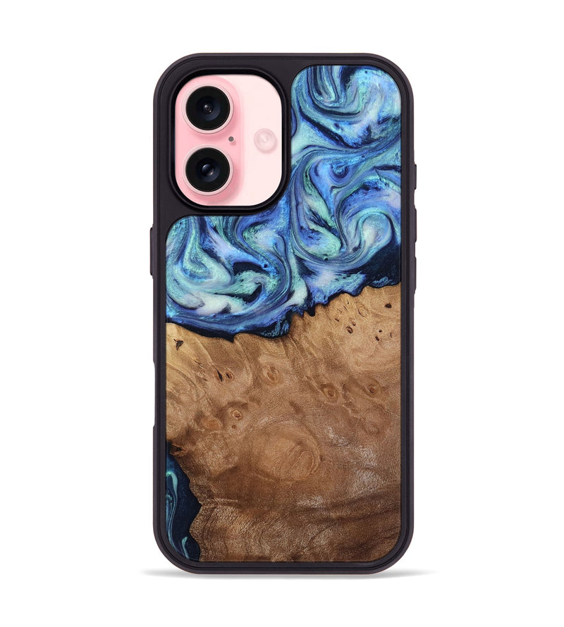 iPhone 16 Wood Phone Case - Carlene (Blue, 817538)