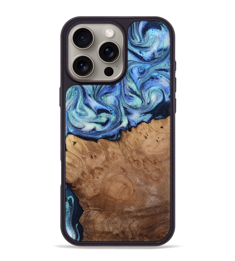 iPhone 16 Pro Max Wood Phone Case - Carlene (Blue, 817538)