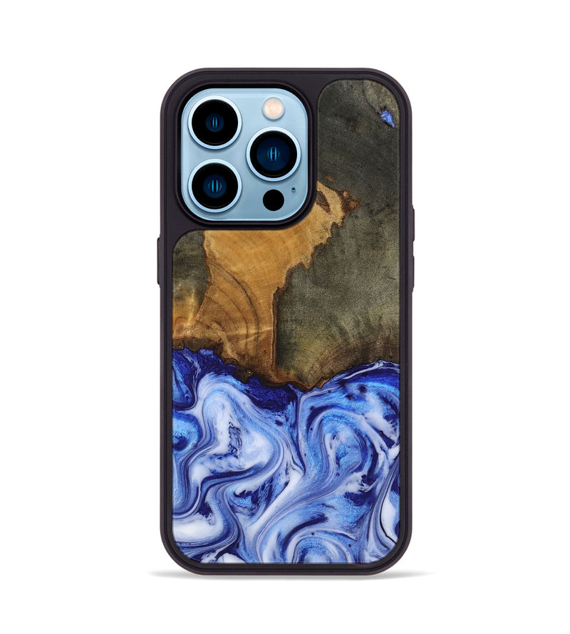 iPhone 14 Pro Wood Phone Case - Zayla (Blue, 817539)