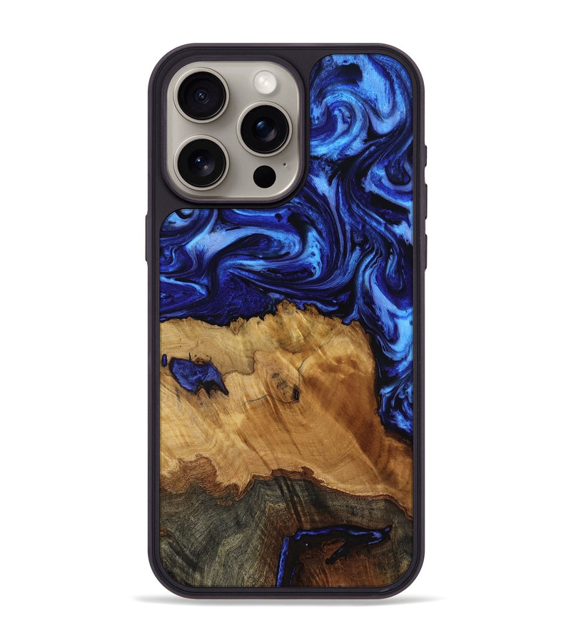 iPhone 15 Pro Max Wood Phone Case - Morris (Blue, 817540)