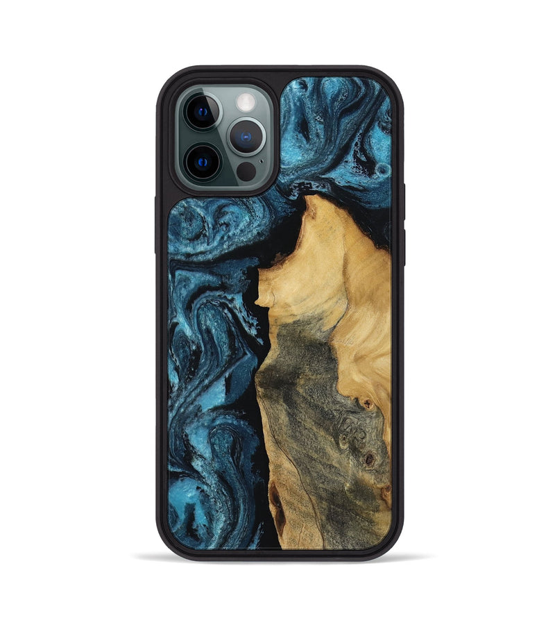 iPhone 12 Pro Wood Phone Case - Delma (Blue, 817541)