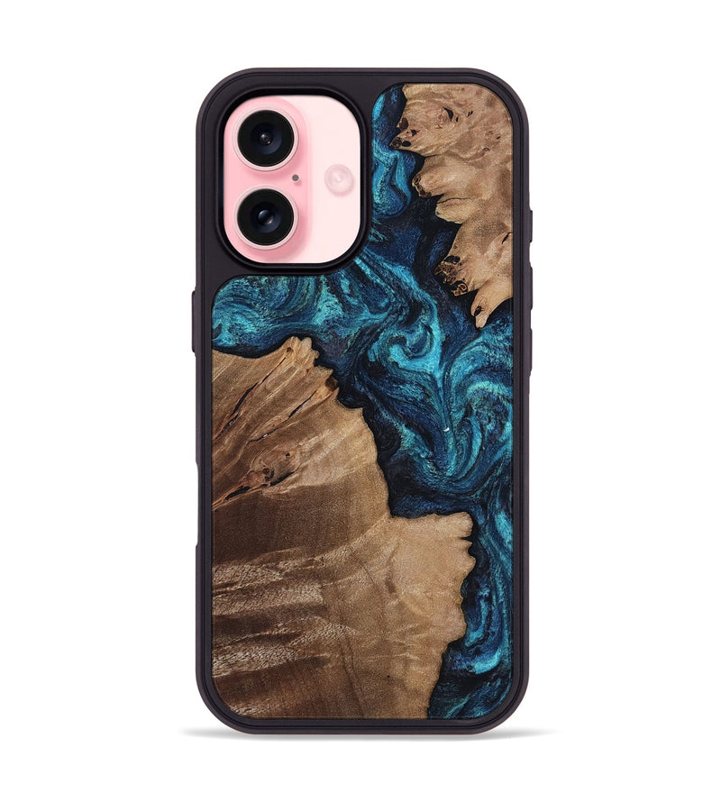 iPhone 16 Wood Phone Case - Neveah (Blue, 817543)