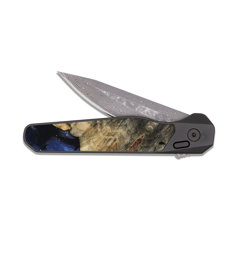 EDC Dark Damascus Wood Pocket Knife - Khari (Cosmos, 817578)