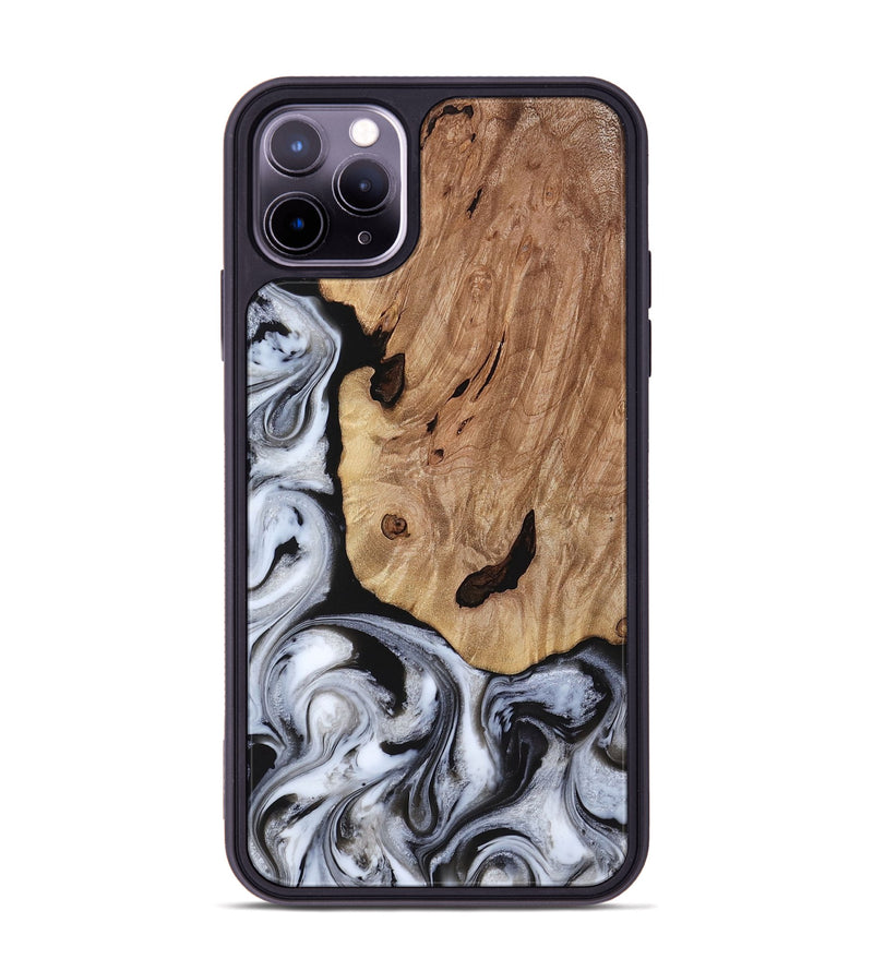iPhone 11 Pro Max Wood Phone Case - Arielle (Black & White, 817629)