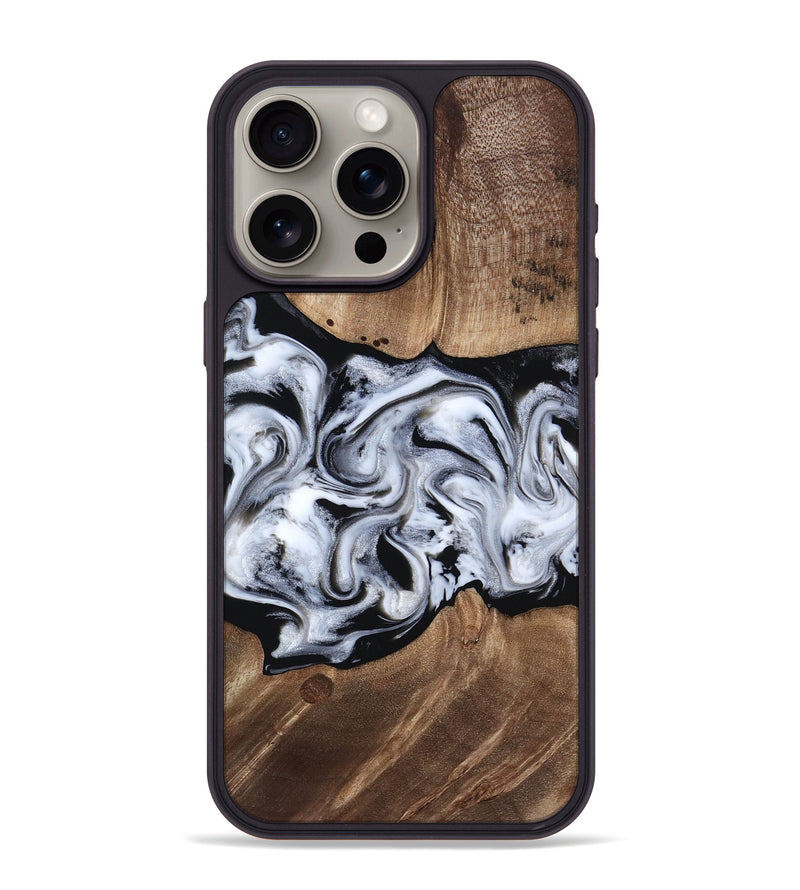 iPhone 15 Pro Max Wood Phone Case - America (Black & White, 817631)