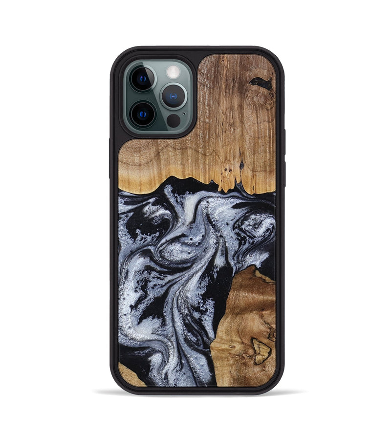 iPhone 12 Pro Wood Phone Case - Kanisha (Black & White, 817632)