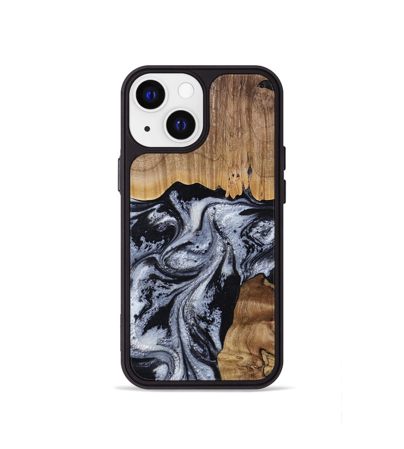 iPhone 13 mini Wood Phone Case - Kanisha (Black & White, 817632)