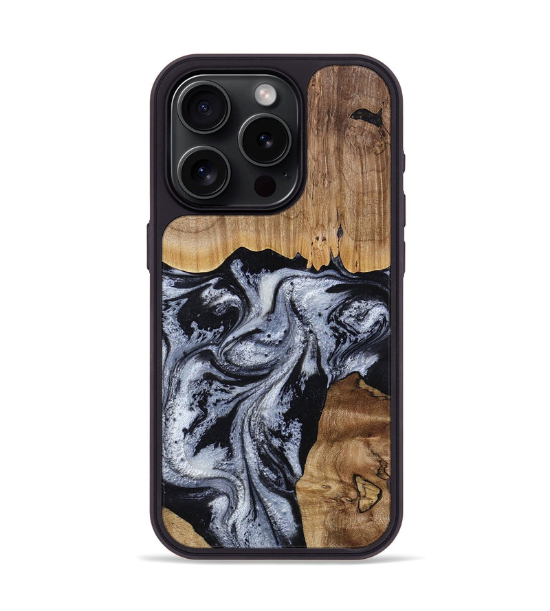 iPhone 15 Pro Wood Phone Case - Kanisha (Black & White, 817632)