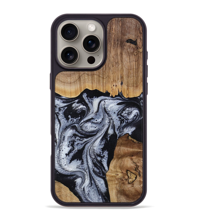 iPhone 16 Pro Max Wood Phone Case - Kanisha (Black & White, 817632)