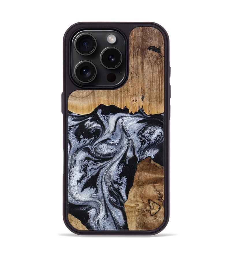 iPhone 16 Pro Wood Phone Case - Kanisha (Black & White, 817632)