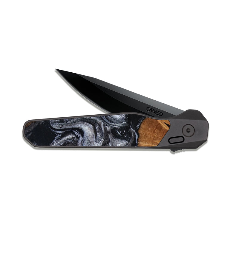EDC Dark Slate Wood Pocket Knife - Skye (Black & White, 817634)