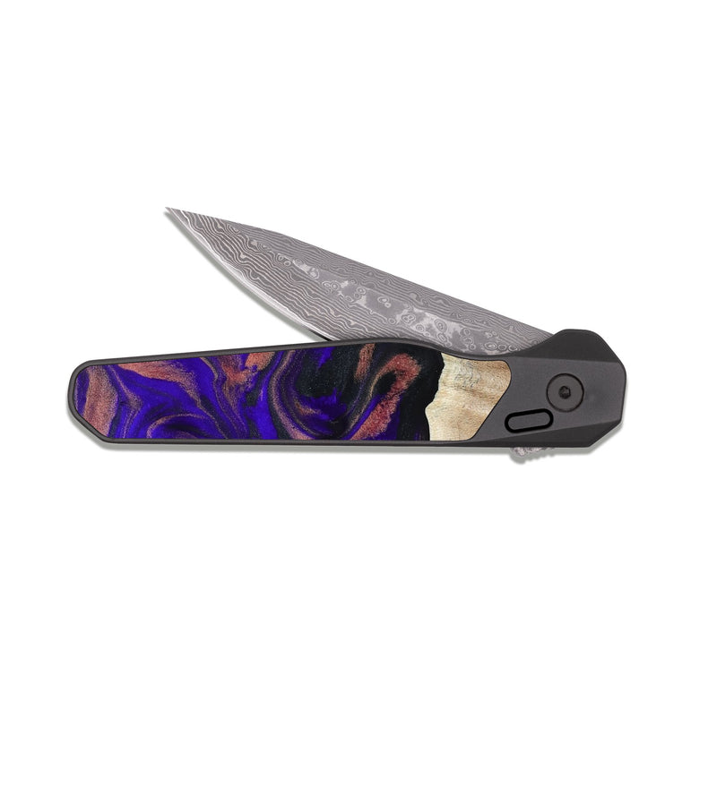 EDC Dark Damascus Wood Pocket Knife - Marques (Purple, 817655)