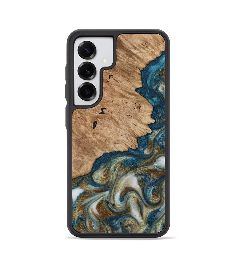 Galaxy S25 Wood Phone Case - Maura (Teal & Gold, 817667)