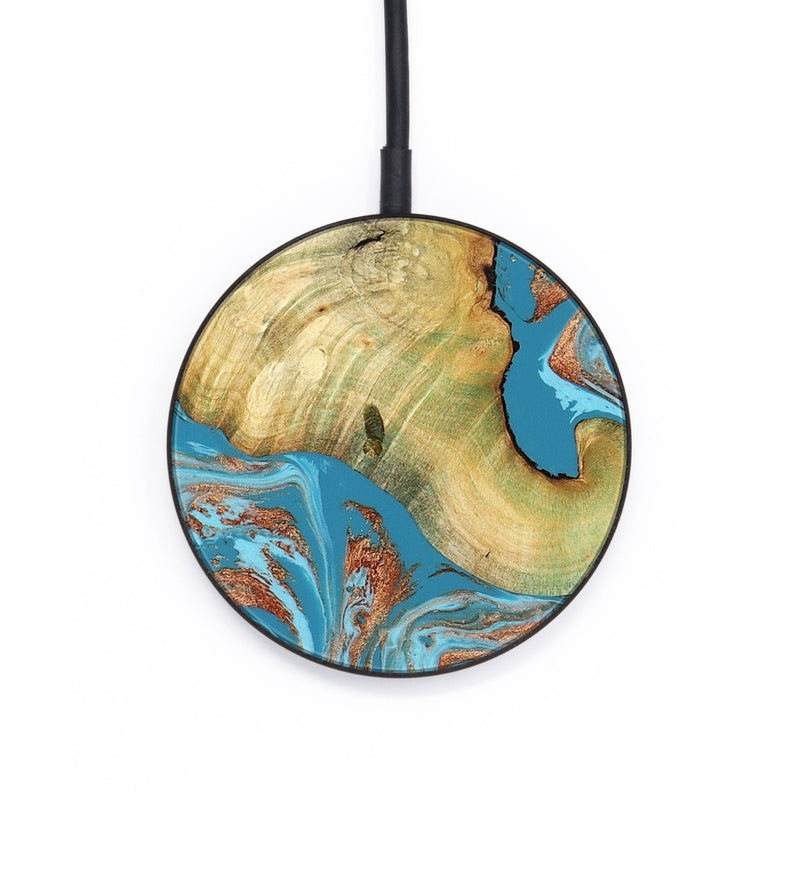 Circle Wood Wireless Charger - Taliyah (Teal & Gold, 817668)