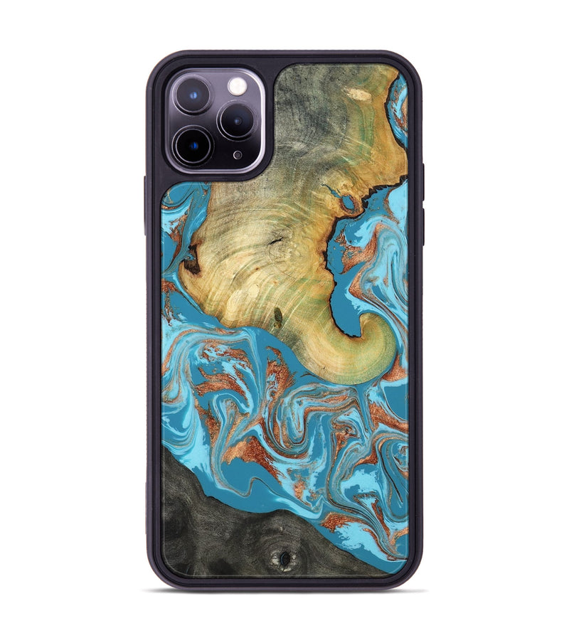 iPhone 11 Pro Max Wood Phone Case - Taliyah (Teal & Gold, 817668)