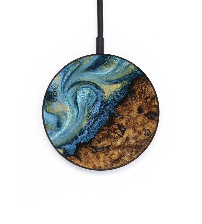 Circle Wood Wireless Charger - Marlin (Teal & Gold, 817674)