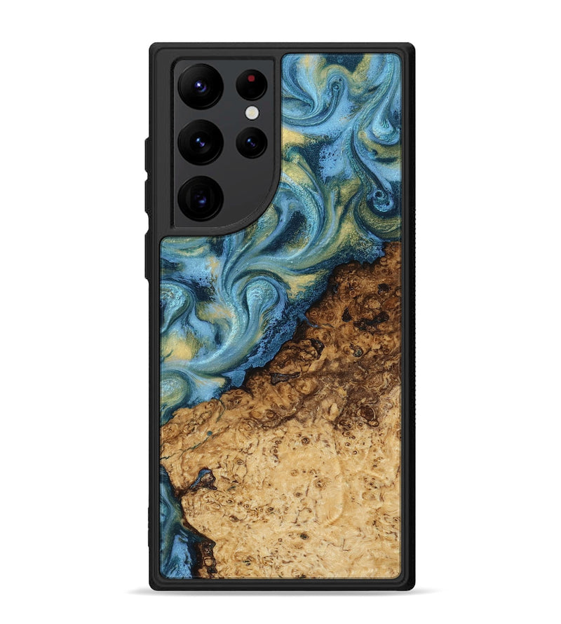 Galaxy S22 Ultra Wood Phone Case - Marlin (Teal & Gold, 817674)
