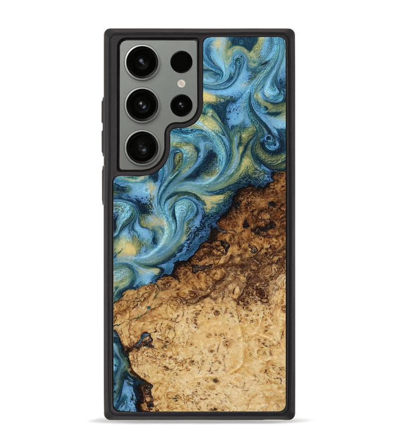 Galaxy S23 Ultra Wood Phone Case - Marlin (Teal & Gold, 817674)