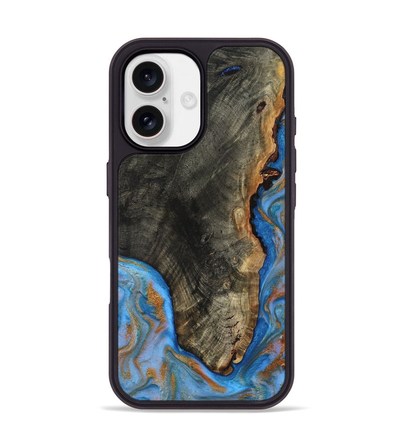 iPhone 17 Wood Phone Case - Aidyn (Teal & Gold, 817686)