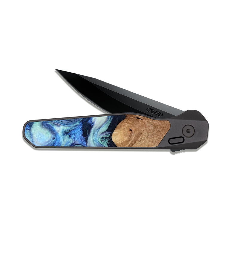 EDC Dark Slate Wood Pocket Knife - Darrick (Blue, 817687)