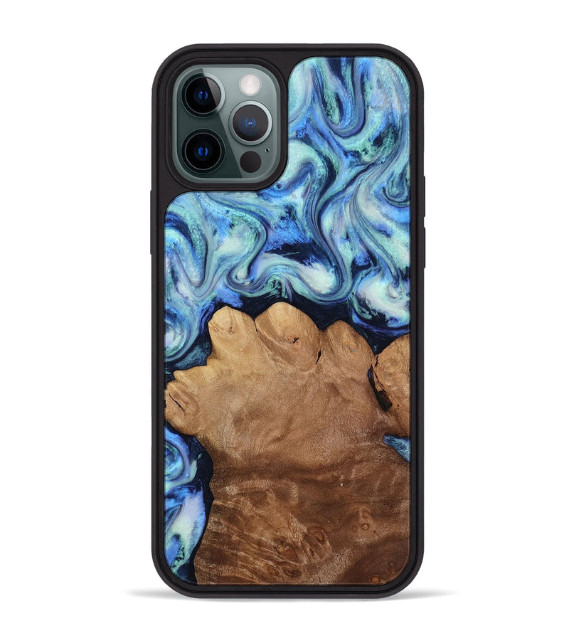 iPhone 12 Pro Max Wood Phone Case - Darrick (Blue, 817687)