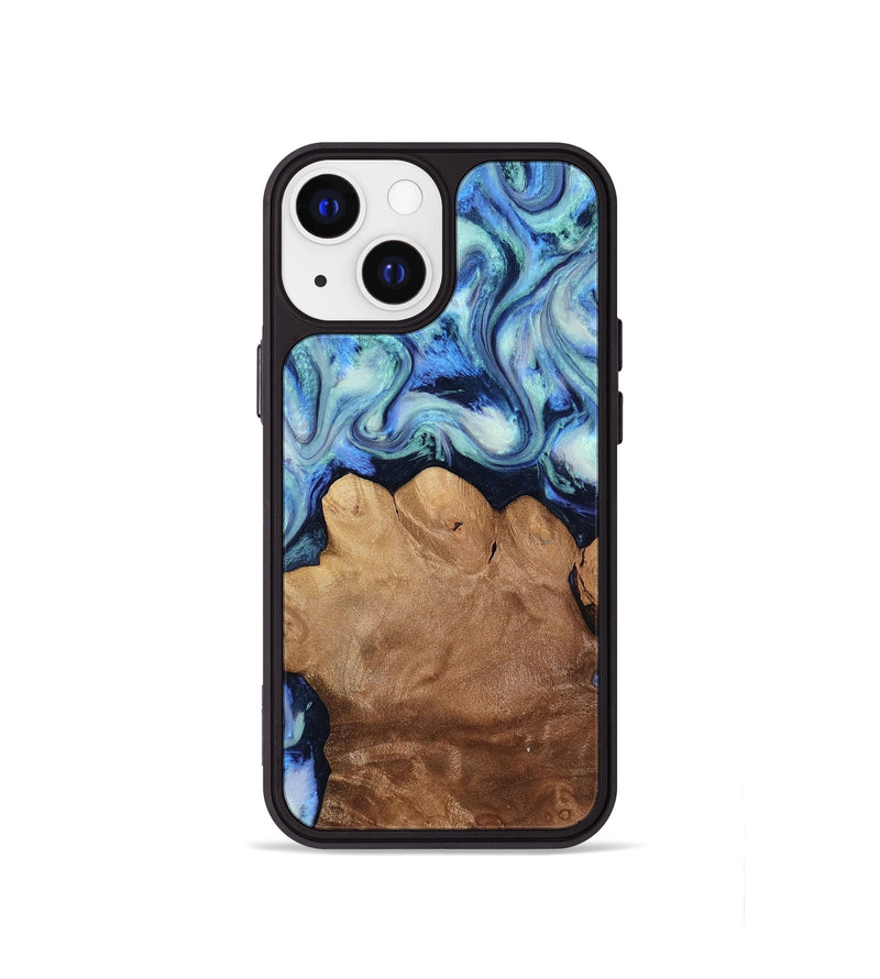 iPhone 13 mini Wood Phone Case - Darrick (Blue, 817687)