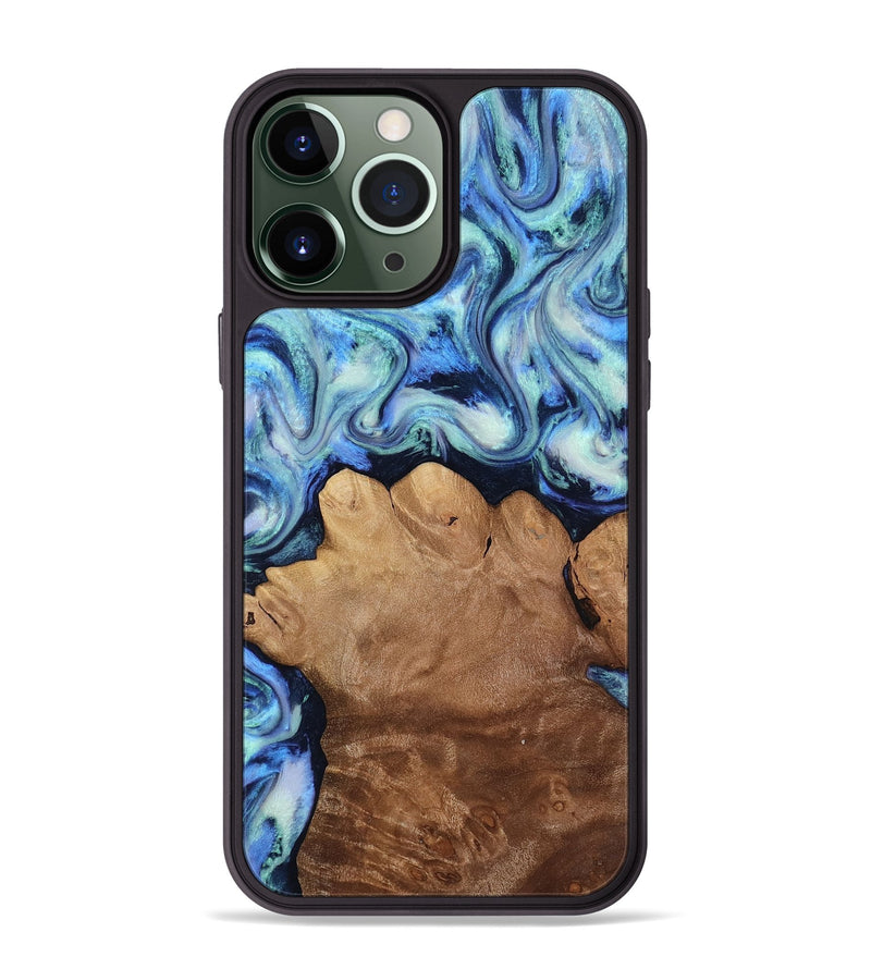 iPhone 13 Pro Max Wood Phone Case - Darrick (Blue, 817687)